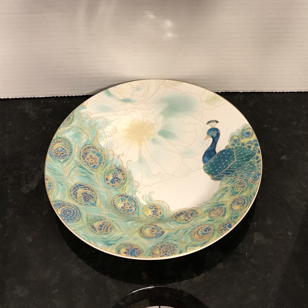 222 Fifth LAKSHMI Peacock Pattern SALAD Plate